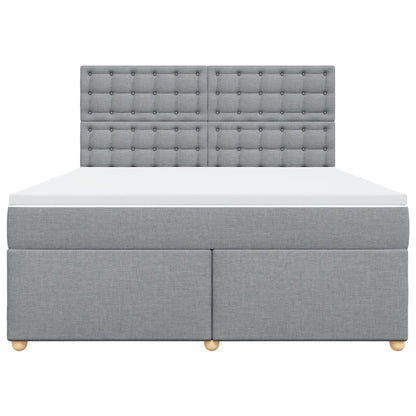 Boxspring met matras stof lichtgrijs 180x200 cm