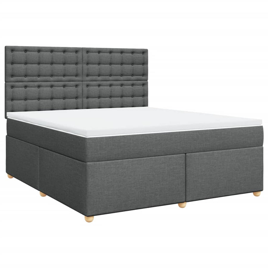 Boxspring met matras stof donkergrijs 180x200 cm