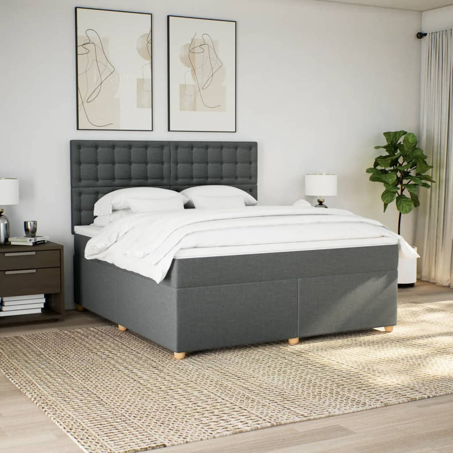 Boxspring met matras stof donkergrijs 180x200 cm