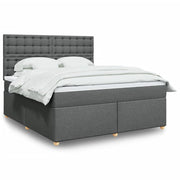 Boxspring met matras 180x200 cm donkergrijs