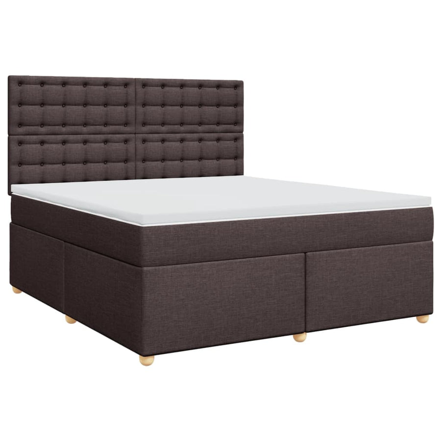 Boxspring met matras stof donkerbruin 180x200 cm
