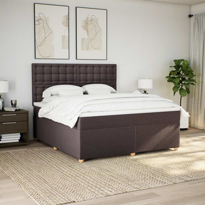 Boxspring met matras stof donkerbruin 180x200 cm
