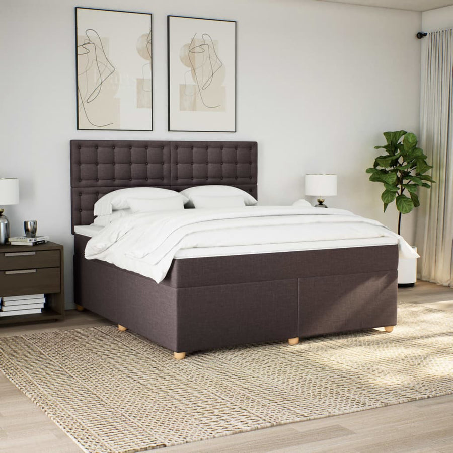 Boxspring met matras stof donkerbruin 180x200 cm