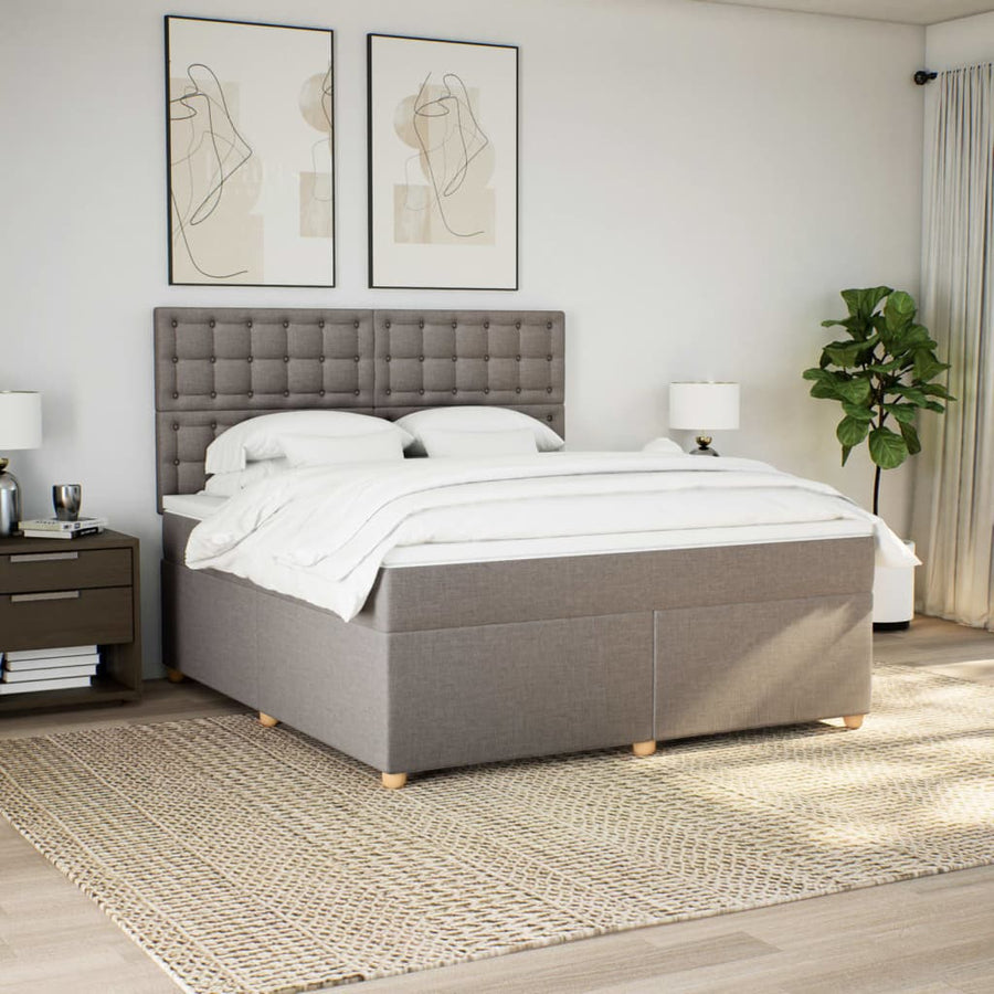 Boxspring met matras stof taupe 180x200 cm