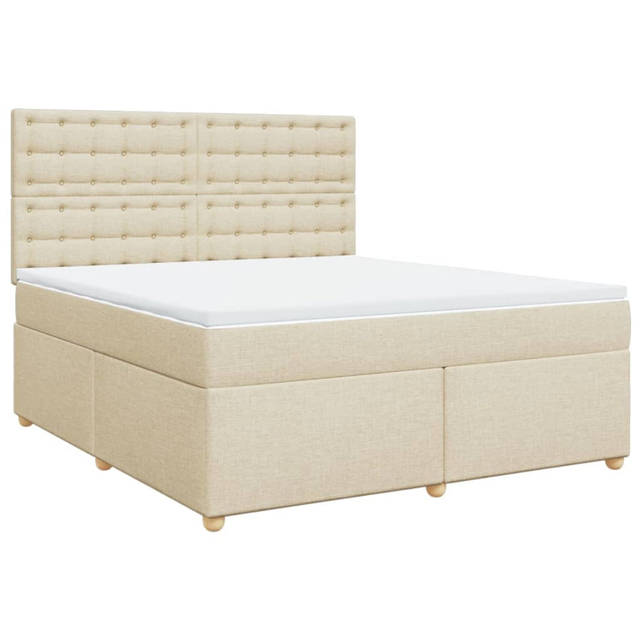Boxspring met matras stof crèmekleurig 180x200 cm