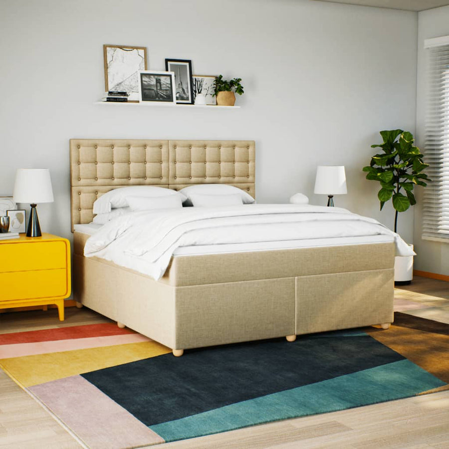 Boxspring met matras stof crèmekleurig 180x200 cm