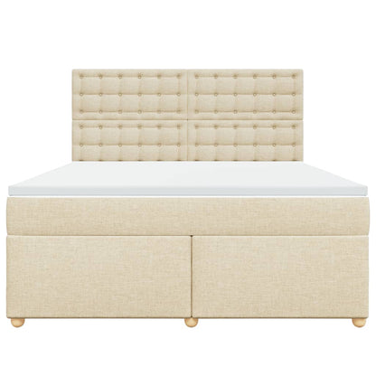 Boxspring met matras stof crèmekleurig 180x200 cm