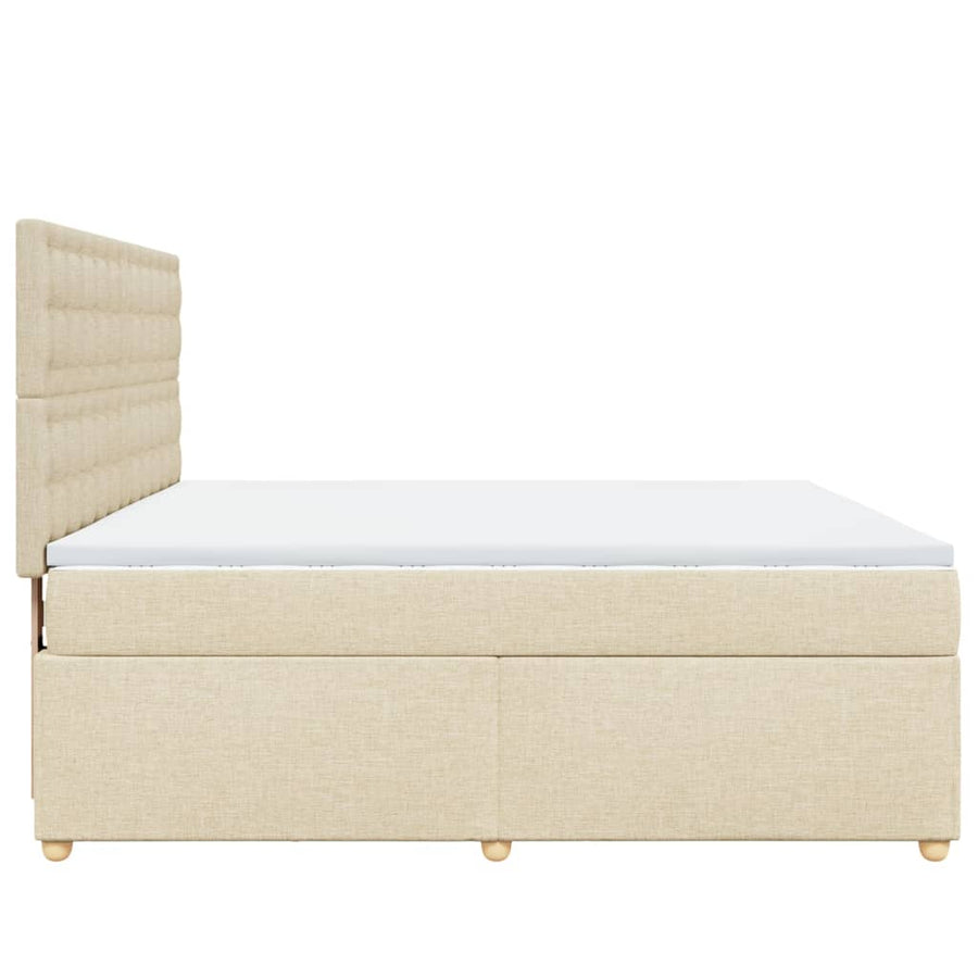 Boxspring met matras stof crèmekleurig 180x200 cm
