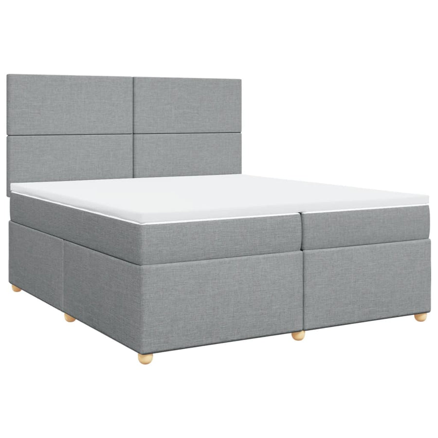Boxspring met matras stof lichtgrijs 200x200 cm