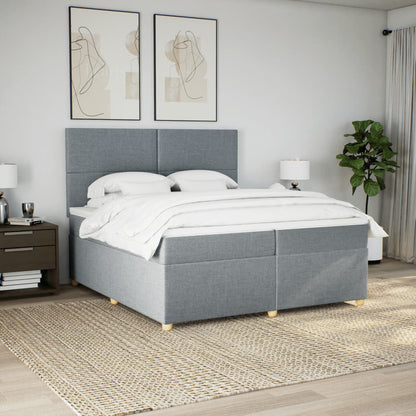 Boxspring met matras stof lichtgrijs 200x200 cm