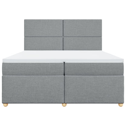 Boxspring met matras stof lichtgrijs 200x200 cm