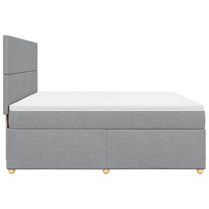 Boxspring met matras stof lichtgrijs 200x200 cm