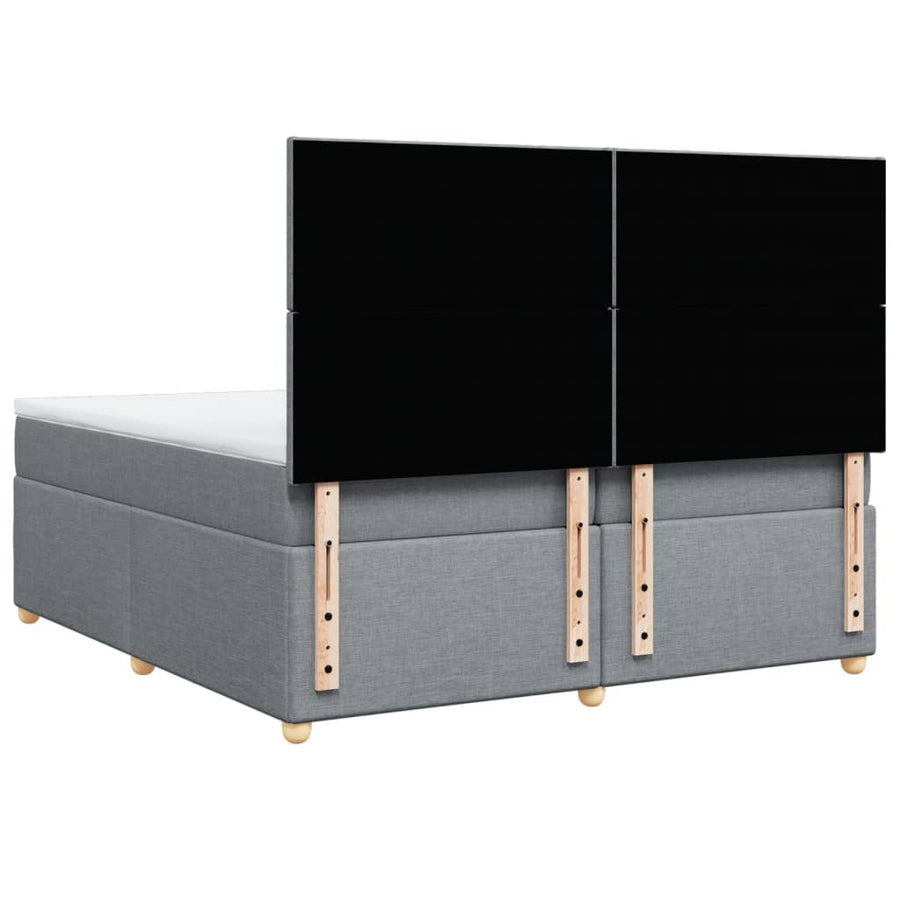 Boxspring met matras stof lichtgrijs 200x200 cm