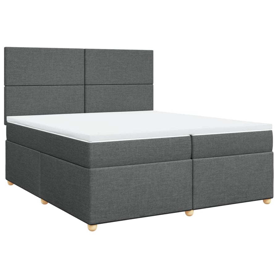 Boxspring met matras stof donkergrijs 200x200 cm