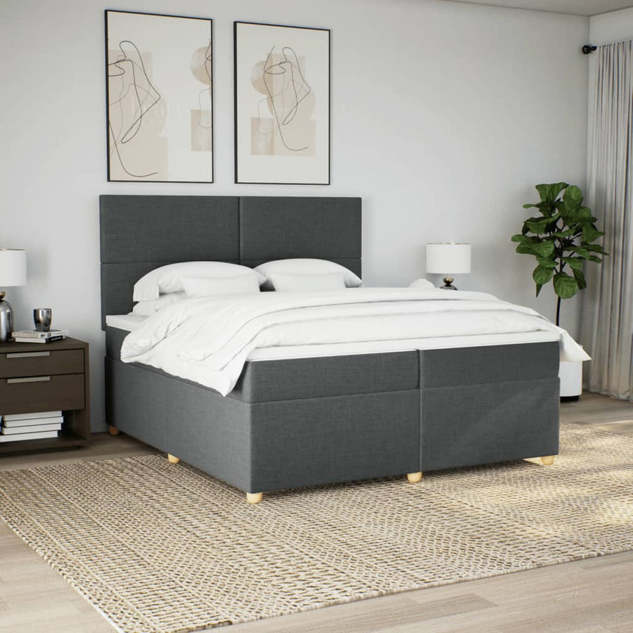 Boxspring met matras stof donkergrijs 200x200 cm