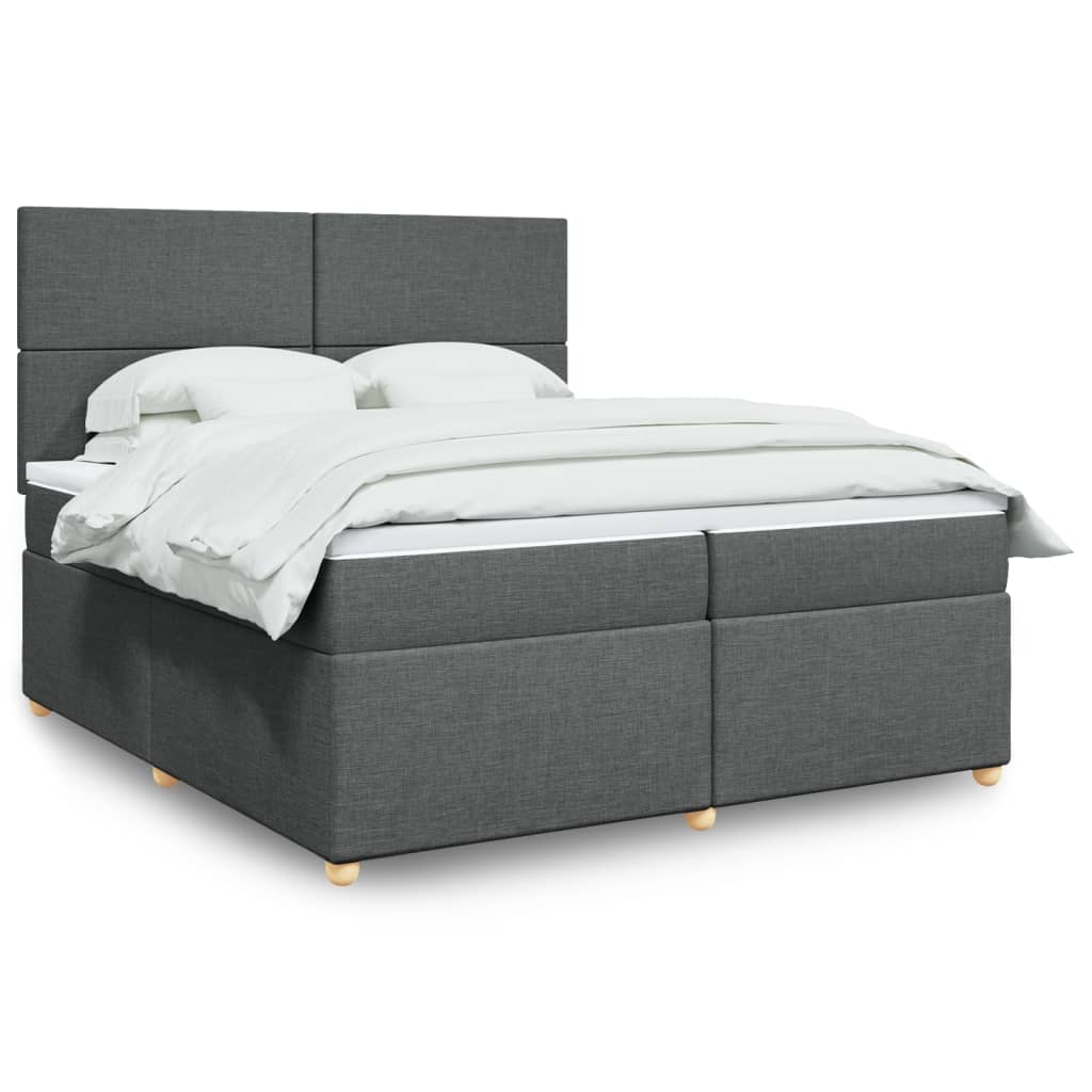 Boxspring met matras stof donkergrijs 200x200 cm