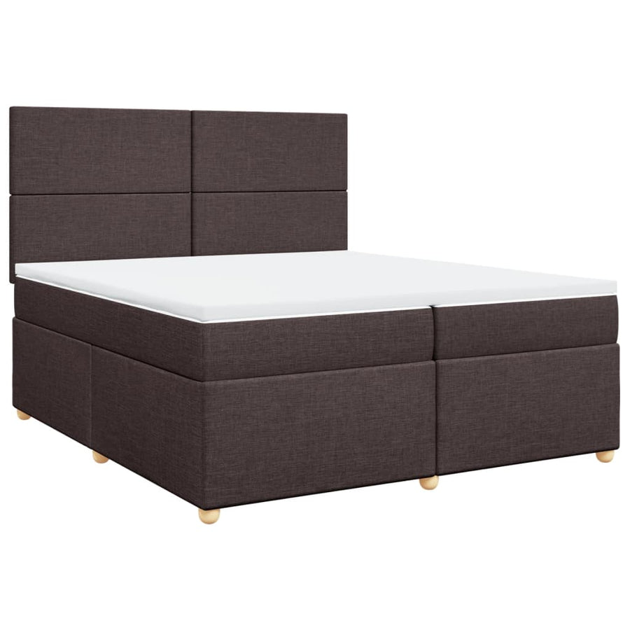 Boxspring met matras stof donkerbruin 200x200 cm