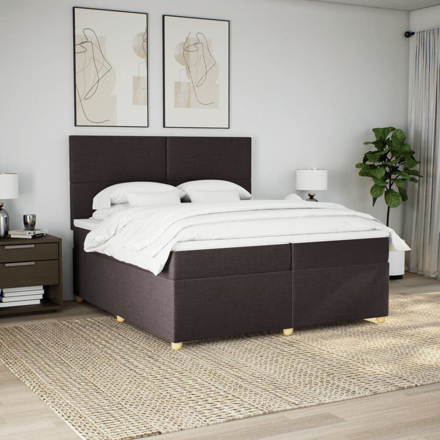 Boxspring met matras stof donkerbruin 200x200 cm