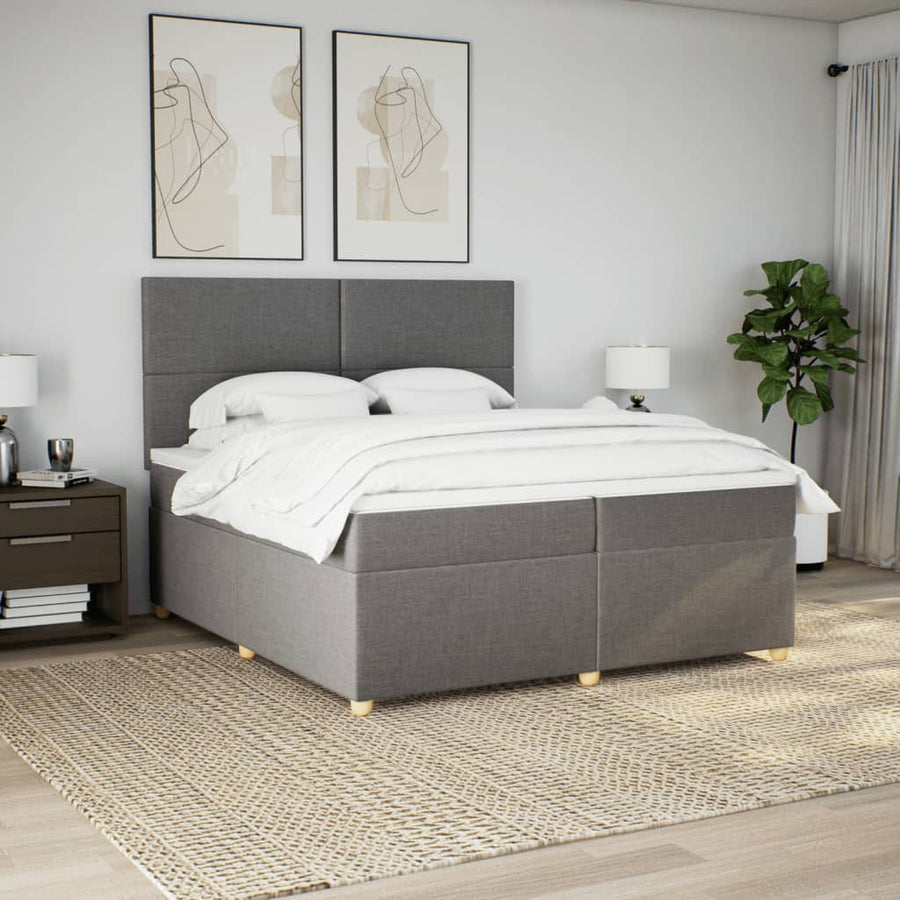 Boxspring met matras stof taupe 200x200 cm