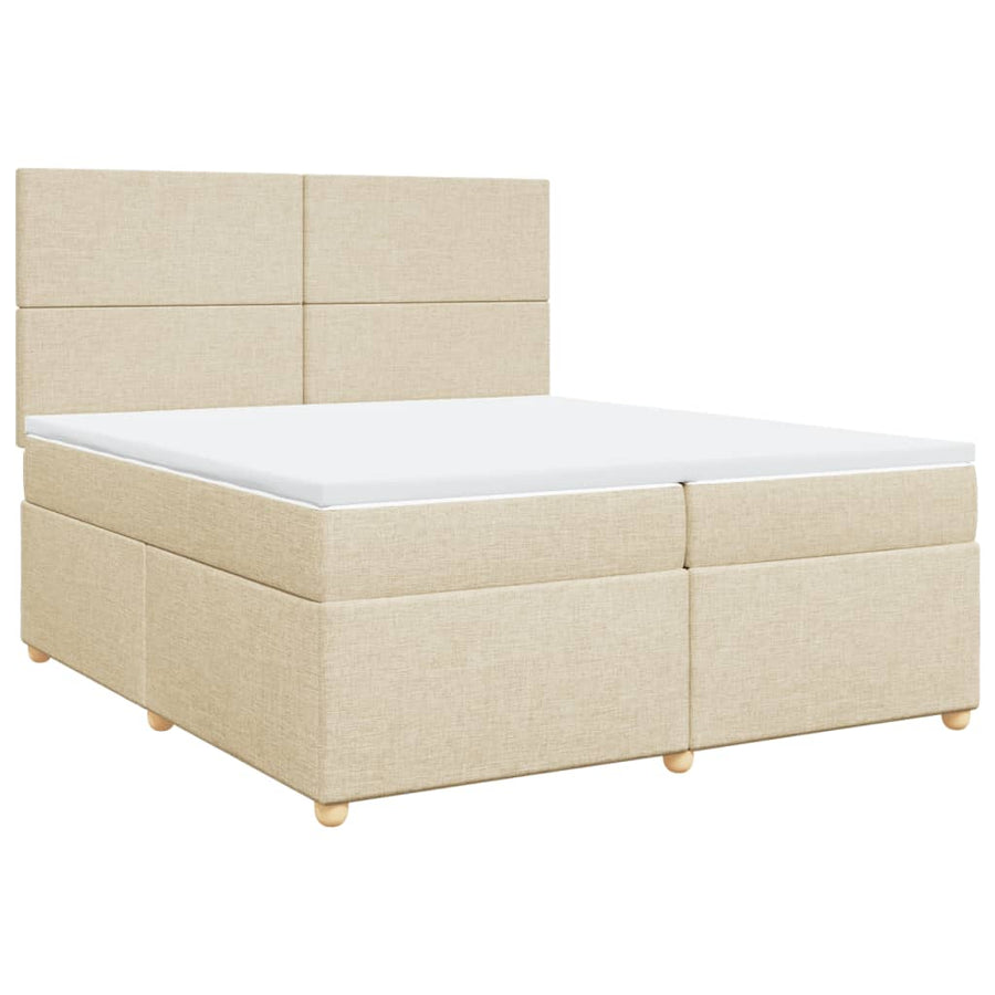 Boxspring met matras stof crèmekleurig 200x200 cm