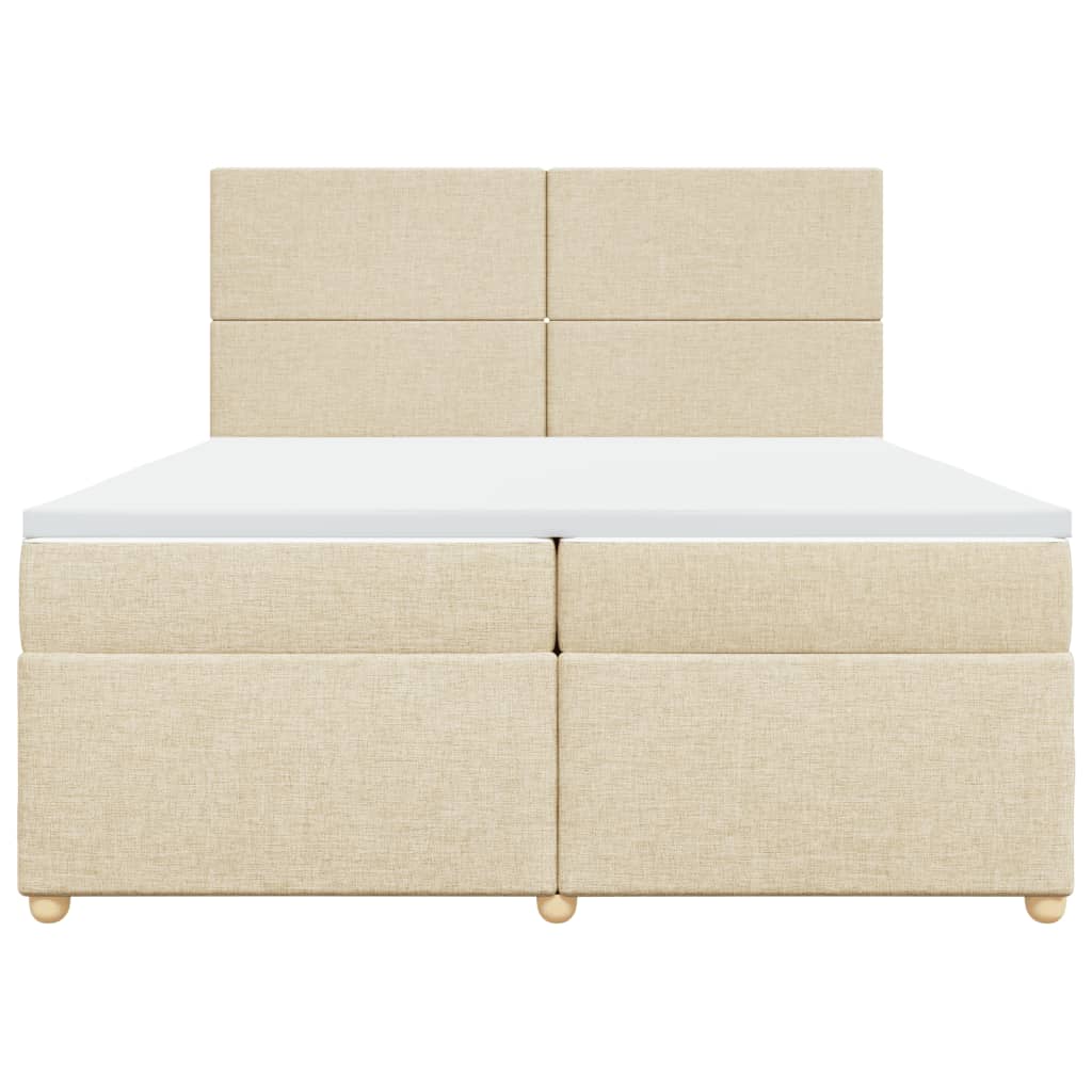 Boxspring met matras stof crèmekleurig 200x200 cm