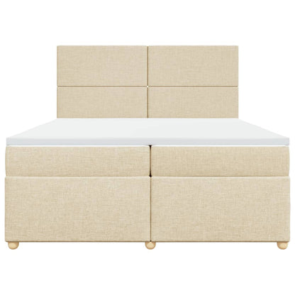 Boxspring met matras stof crèmekleurig 200x200 cm