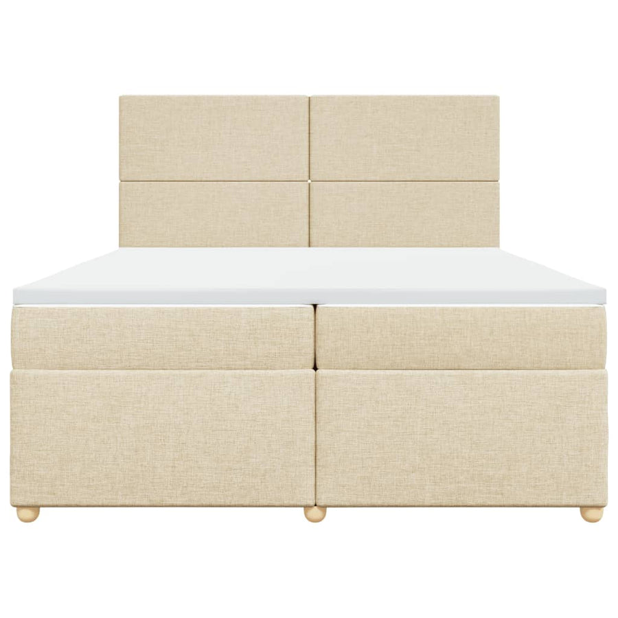 Boxspring met matras stof crèmekleurig 200x200 cm