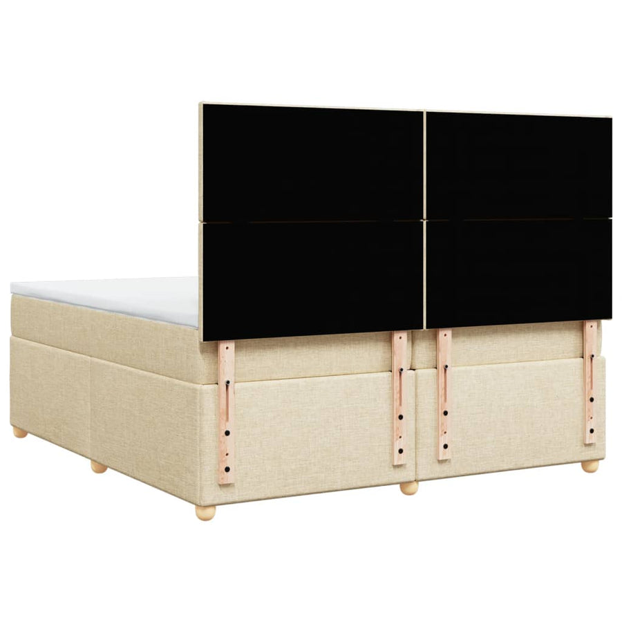 Boxspring met matras stof crèmekleurig 200x200 cm