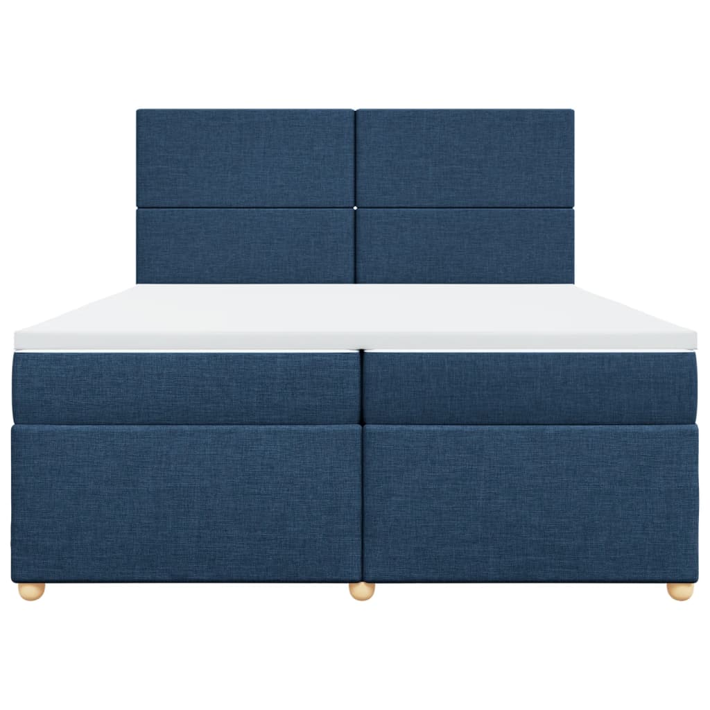 Boxspring met matras stof blauw 200x200 cm