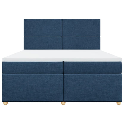 Boxspring met matras stof blauw 200x200 cm