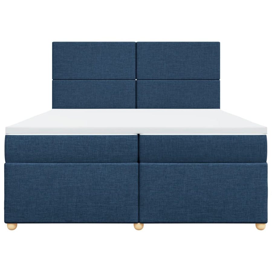 Boxspring met matras stof blauw 200x200 cm