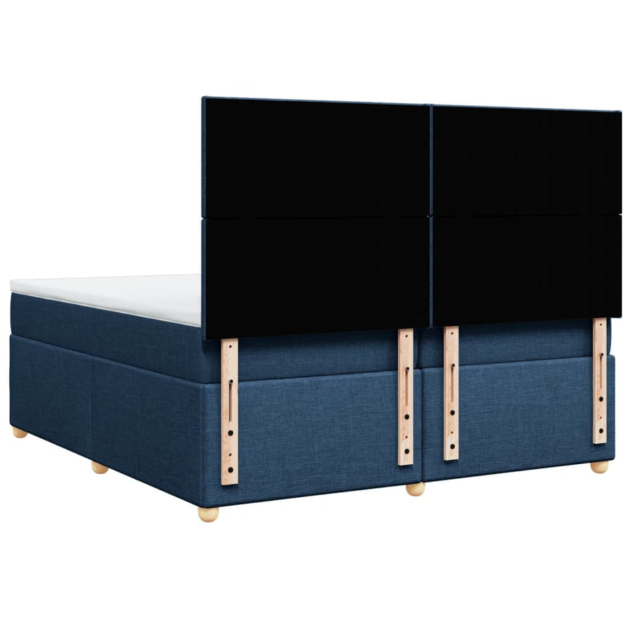 Boxspring met matras stof blauw 200x200 cm