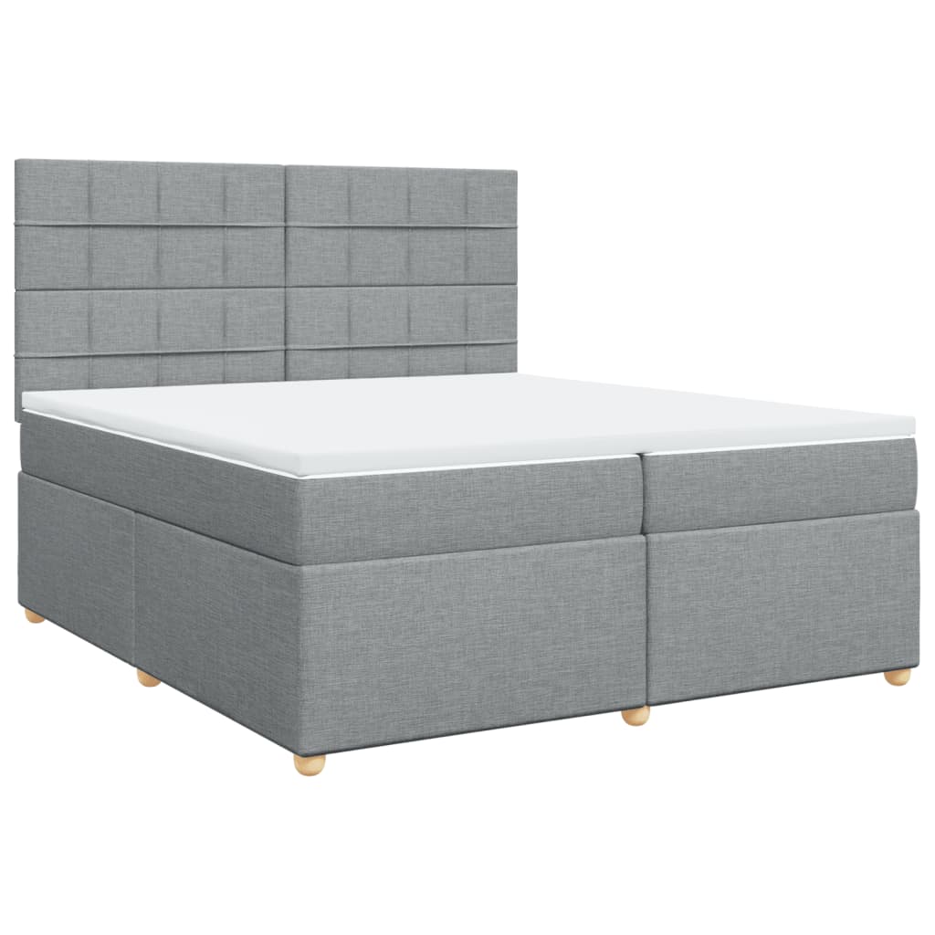 Boxspring met matras stof lichtgrijs 200x200 cm