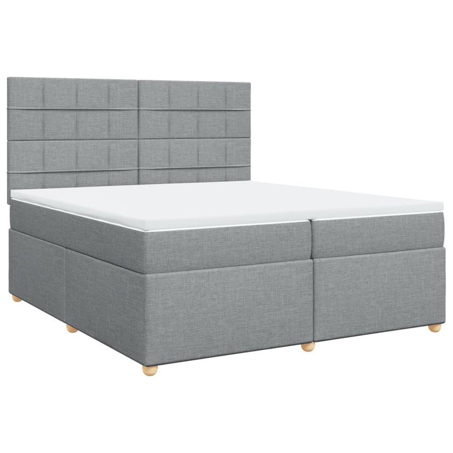 Boxspring met matras stof lichtgrijs 200x200 cm