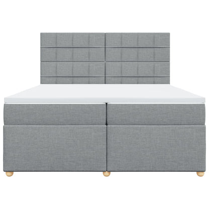 Boxspring met matras stof lichtgrijs 200x200 cm