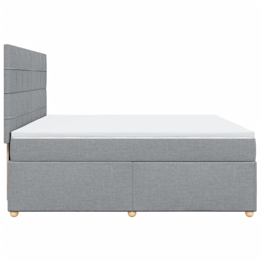 Boxspring met matras stof lichtgrijs 200x200 cm