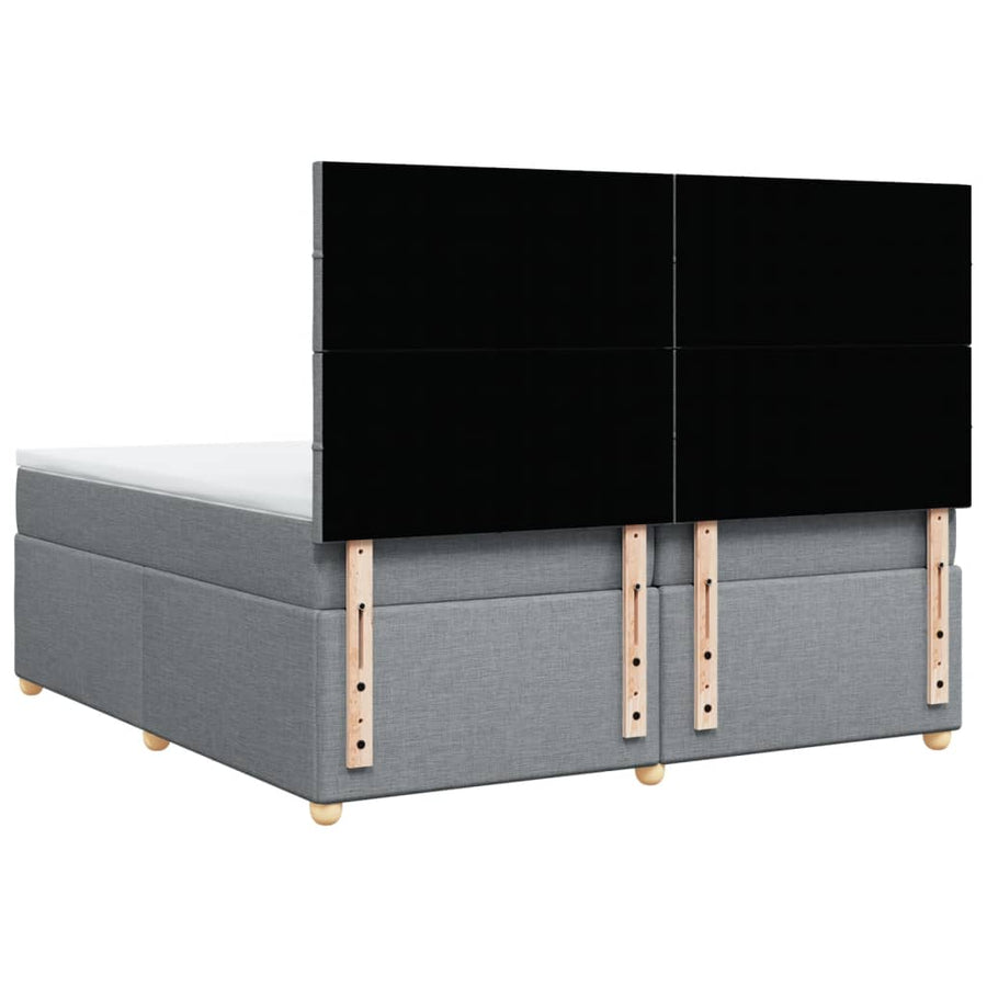 Boxspring met matras stof lichtgrijs 200x200 cm