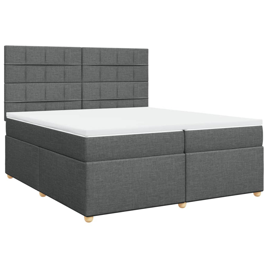 Boxspring met matras stof donkergrijs 200x200 cm