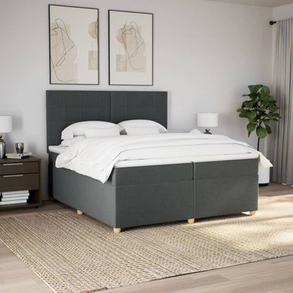Boxspring met matras stof donkergrijs 200x200 cm