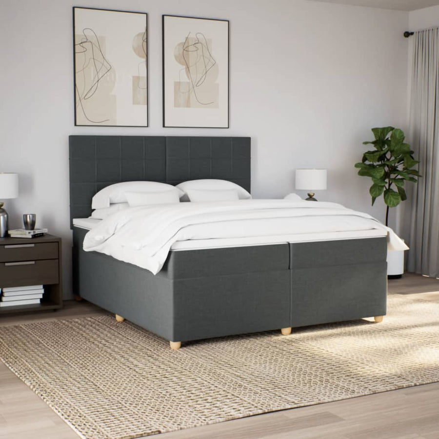 Boxspring met matras stof donkergrijs 200x200 cm