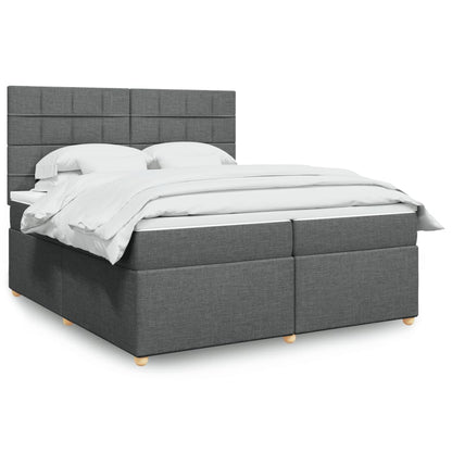 Boxspring met matras stof donkergrijs 200x200 cm