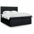 Box spring bed with mattress fabric black 200x200 cm