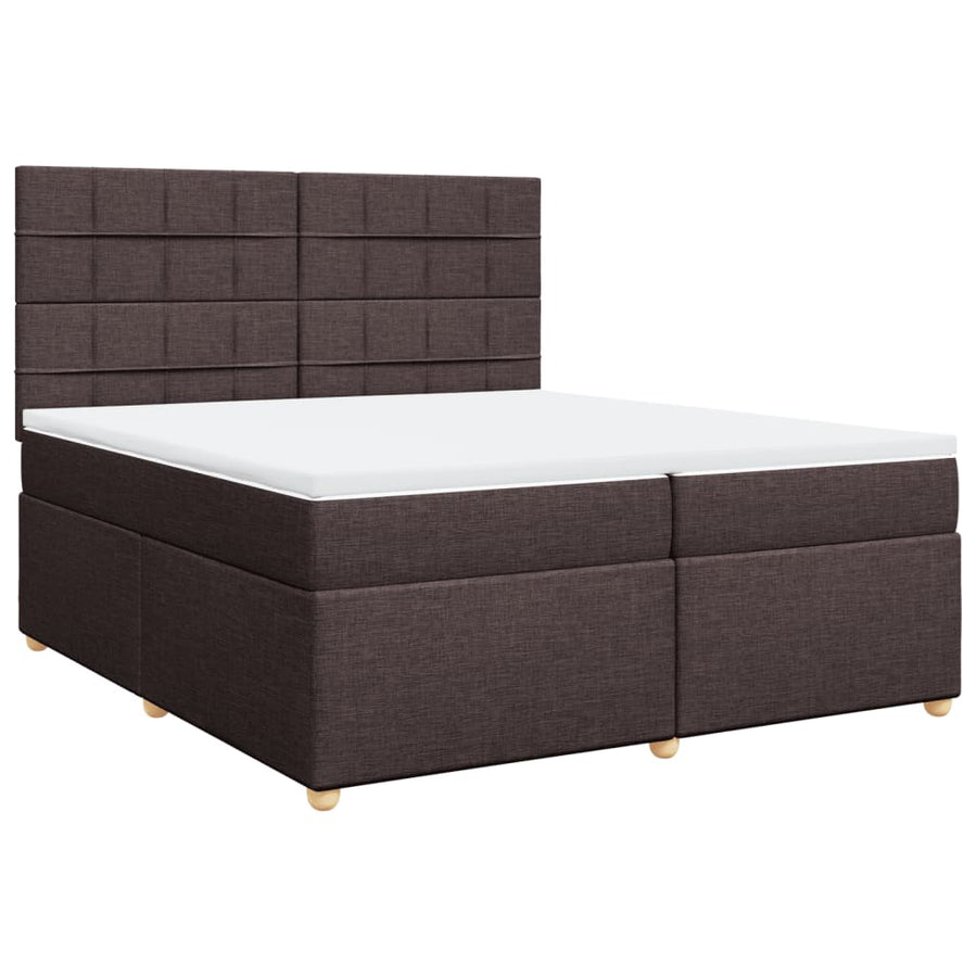 Boxspring met matras stof donkerbruin 200x200 cm