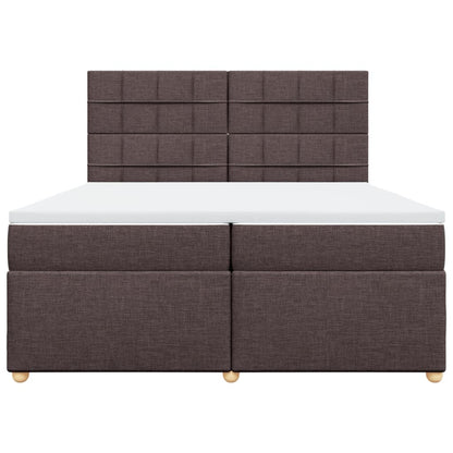 Boxspring met matras stof donkerbruin 200x200 cm