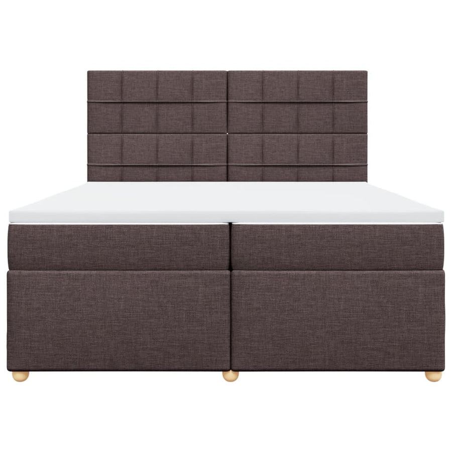 Boxspring met matras stof donkerbruin 200x200 cm