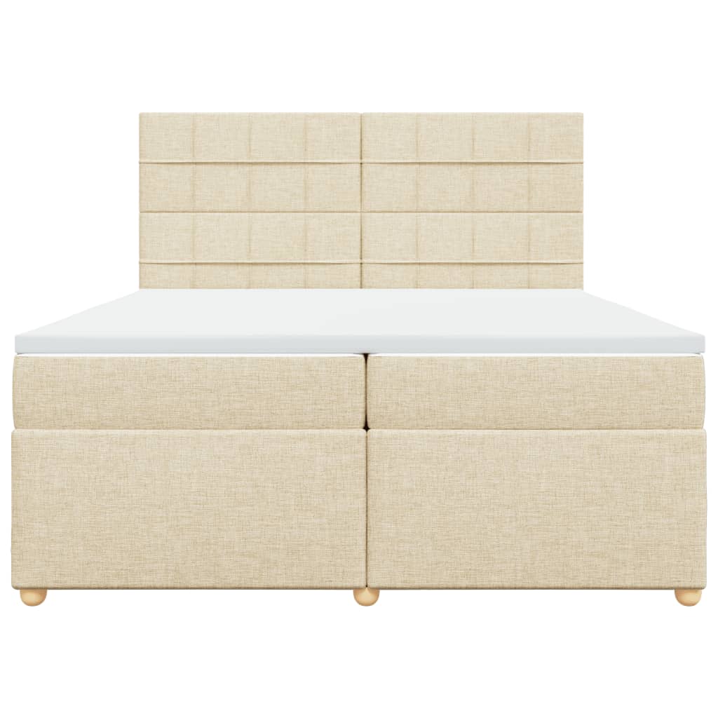 Boxspring met matras stof crèmekleurig 200x200 cm