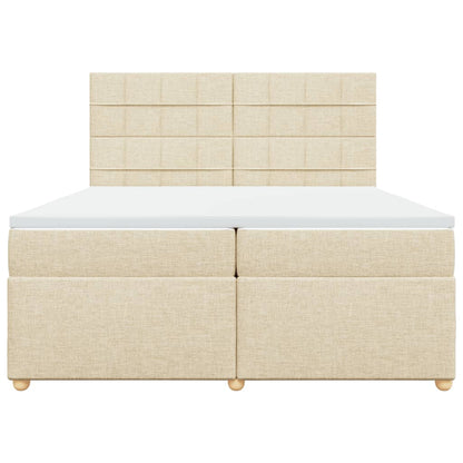 Boxspring met matras stof crèmekleurig 200x200 cm
