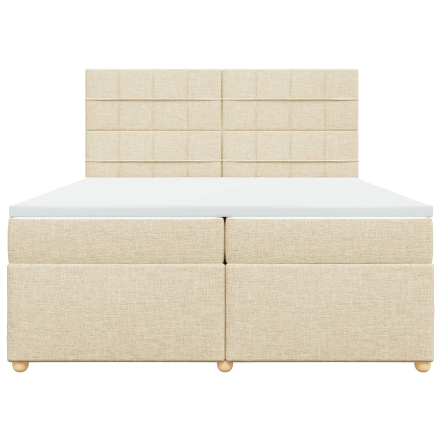Boxspring met matras stof crèmekleurig 200x200 cm