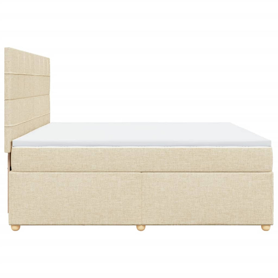 Boxspring met matras stof crèmekleurig 200x200 cm