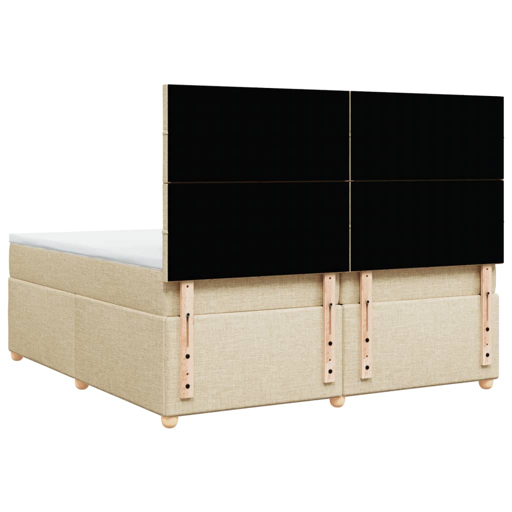 Boxspring met matras stof crèmekleurig 200x200 cm